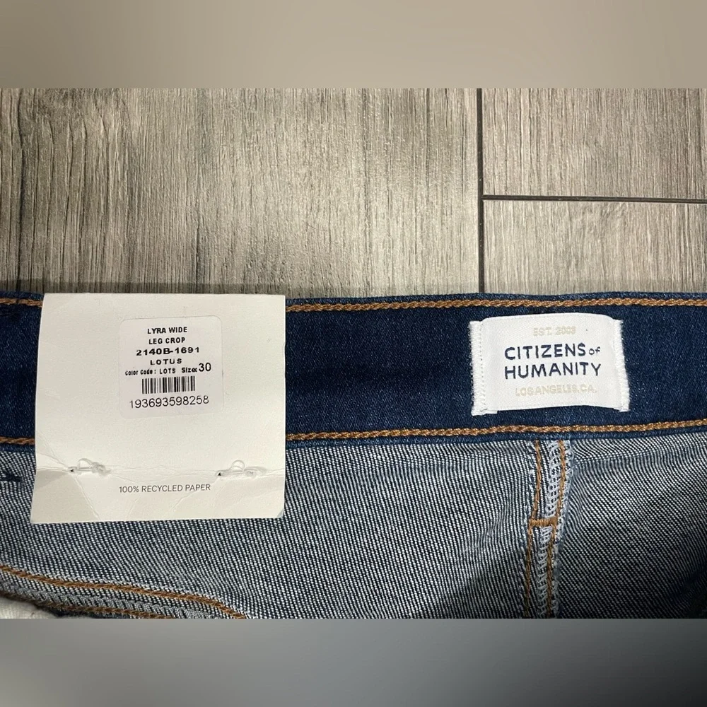 NWT Citizens of Humanity Lyra Crop‎ Wide Leg Jeans in Lotus Size 30